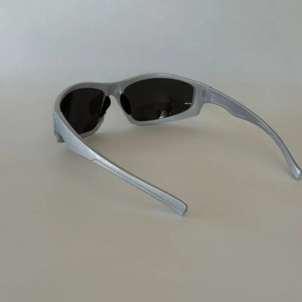 Y2K Vintage Silver Sunglasses Slim Rectangle Unisex UVA UVB Protection New